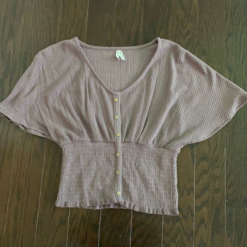 MUDD Juniors M purple flare sleeve top